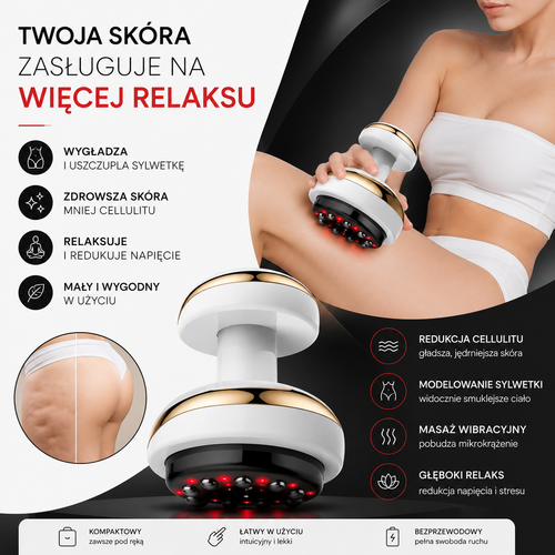 Masażer cellulitowy z czerwonym światłem.
